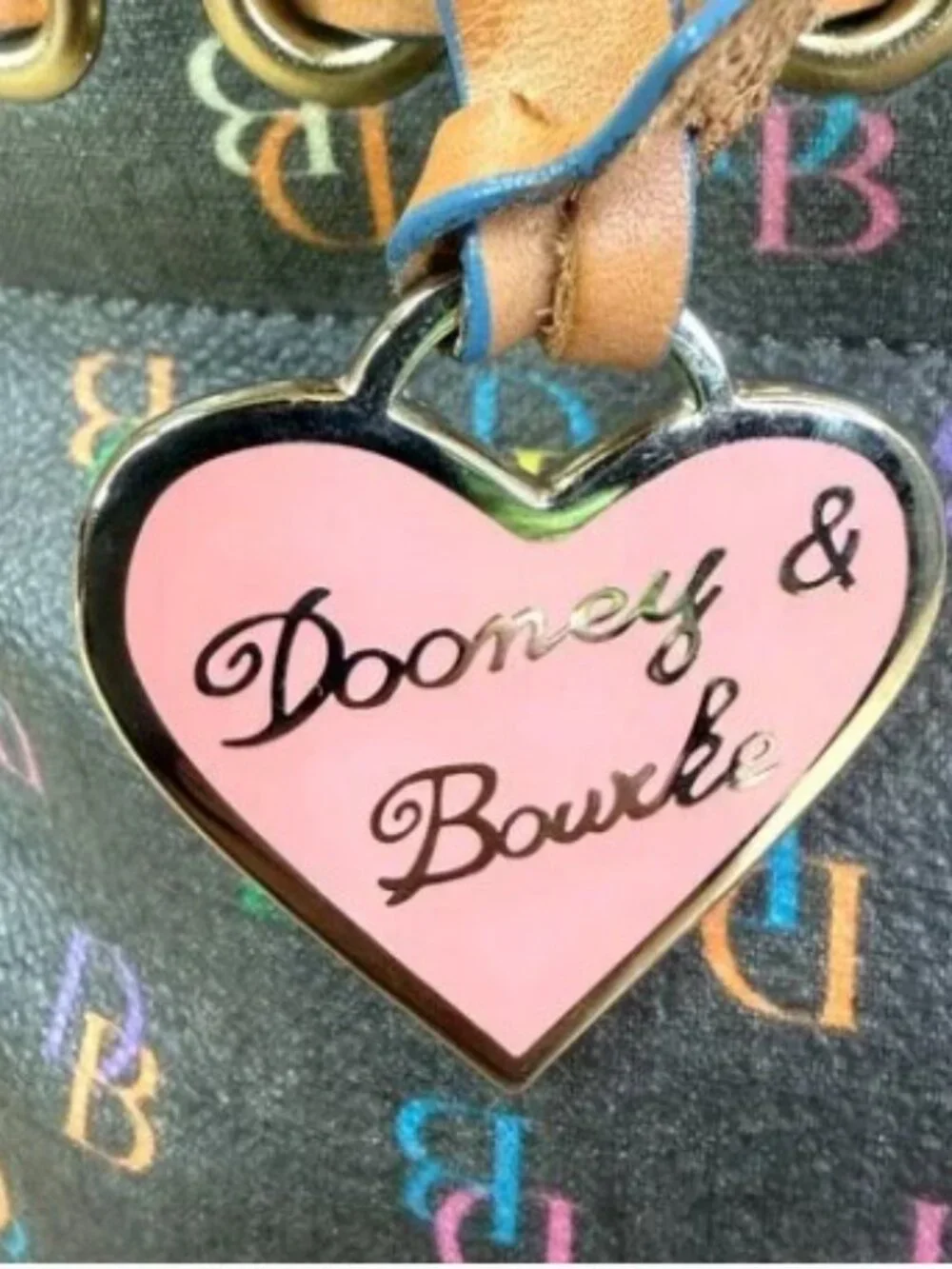 Dooney & Bourke Y2K Rainbow Monogram Satchel Coated Canvas Matching Wristlet - Picture 4 of 14